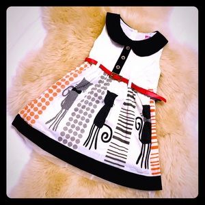 Chic toddler cat collar dress w/belt